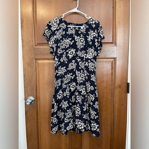 Vintage Lightweight Short Blue Floral Casual Summer Sun Dress | Size S/M